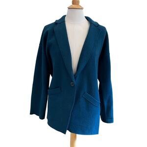 Eileen Fisher  Wool Teal Blue/Green Oversized Fit Blazer/Jacket, M